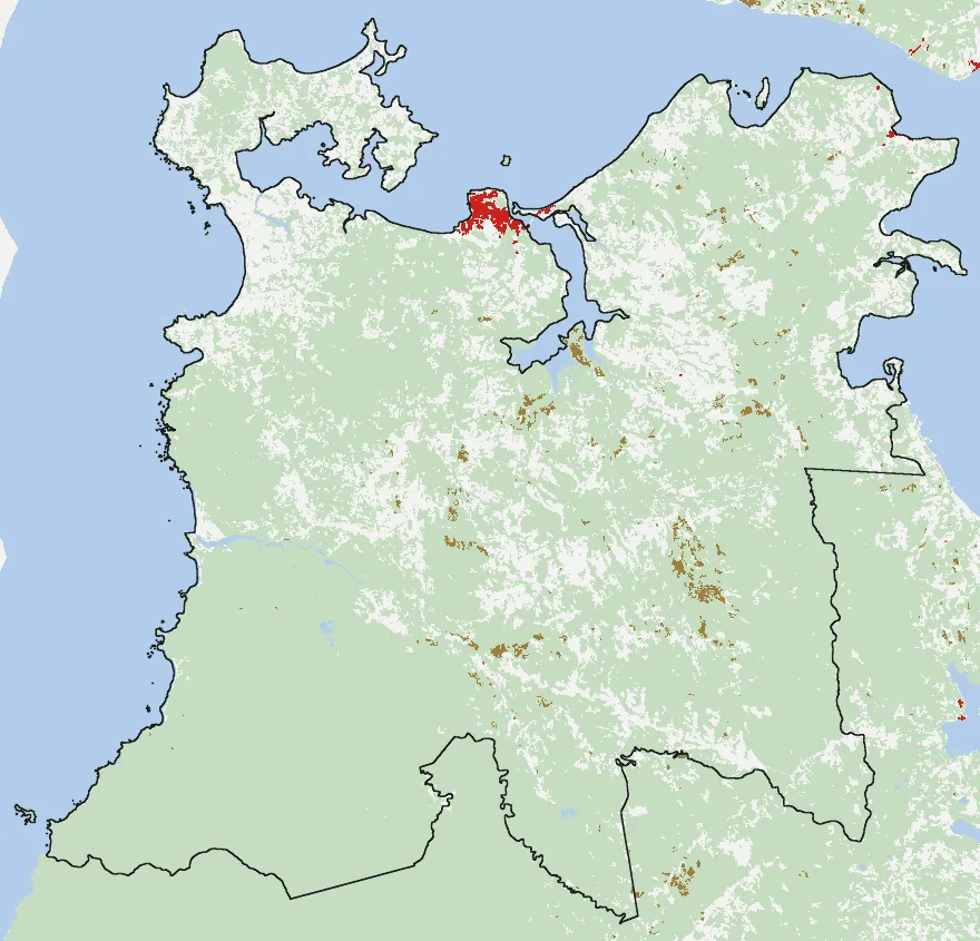 Mapa de Ancud con las zonas pobladas, la plantación forestal a menos de 500 m y el área quemada entre 2023 y 2025